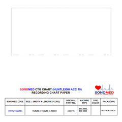 Papel para tococardiografo sonomed modelo HT152150/200 (con marca  huntleigh modelo BD3000 y BD4000