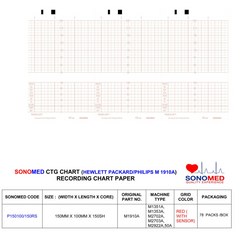 Papel para tococardiografia  marca sonomed modelo P150100/150RS (philips fm20, m1910a)